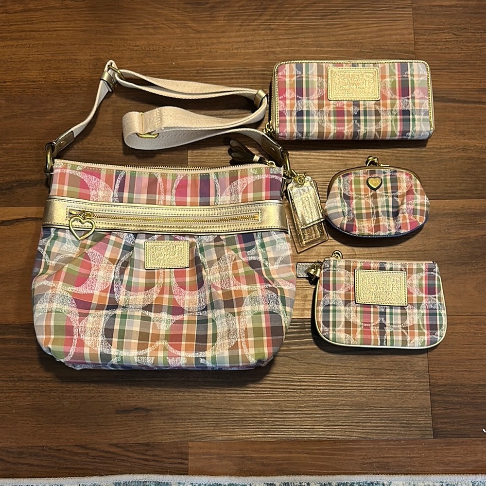 Coach Plaid Multi-Color Women's Bag Set